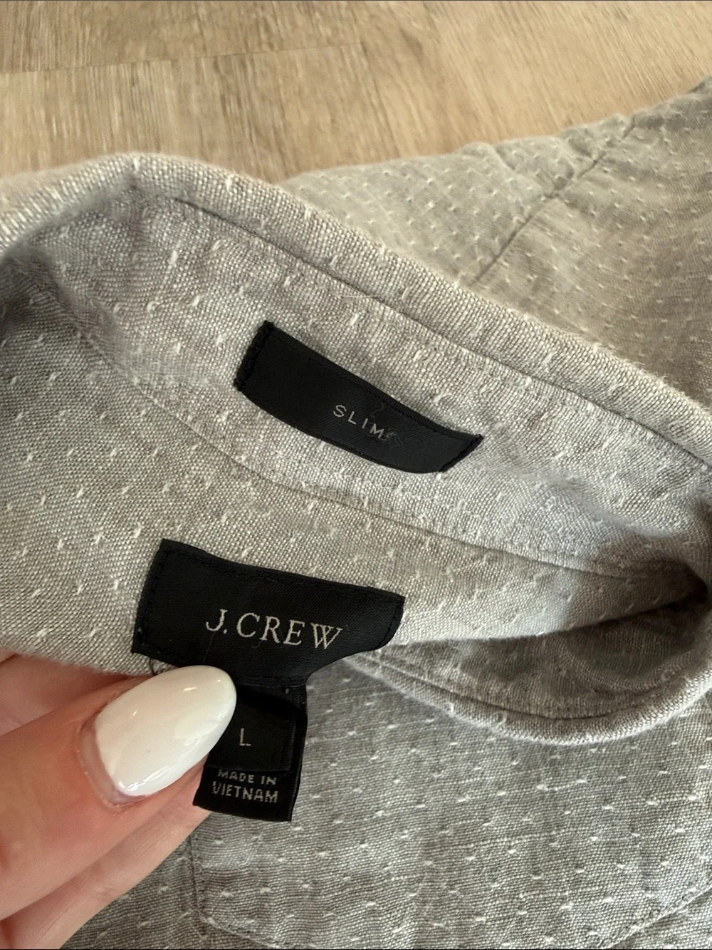 J Crew Linen Button Down Grey Large slim